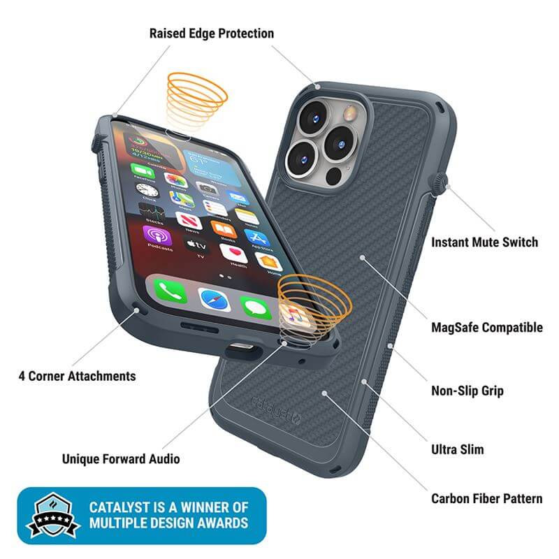 Противоударен Силиконов Калъф за iPhone 13 Pro, Catalyst Active Defense-Vibe Case, Сив (2)