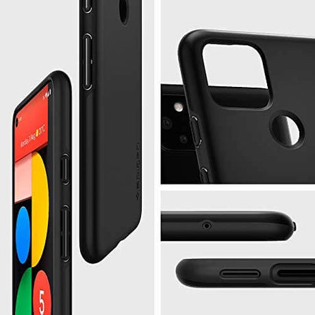 Противоударен Калъф за Google Pixel 5, Spigen Thin Fit Case, Черен (5)