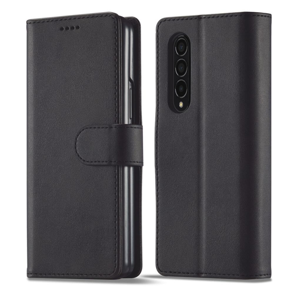 Кожен Калъф с Джобове за Samsung Z Fold 4, Tech-Protect Wallet Book Case, Черен