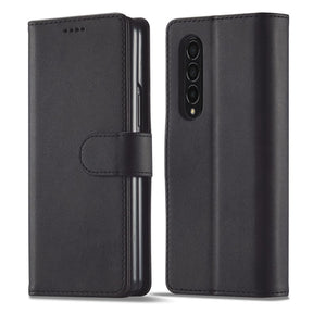 Кожен Калъф с Джобове за Samsung Z Fold 4, Tech-Protect Wallet Book Case, Черен
