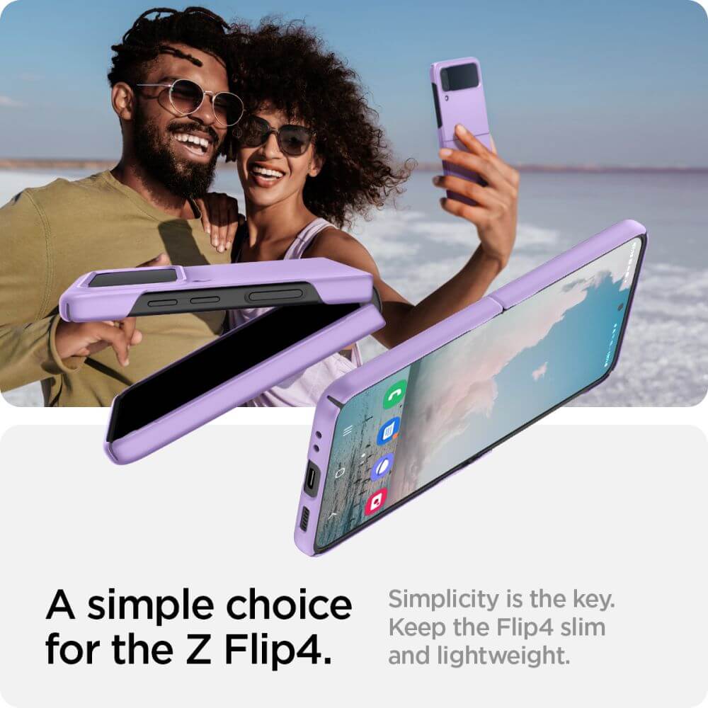 Тънък Матов Калъф за Samsung Z Flip 4, Spigen AirSkin Case, Лилав (8)