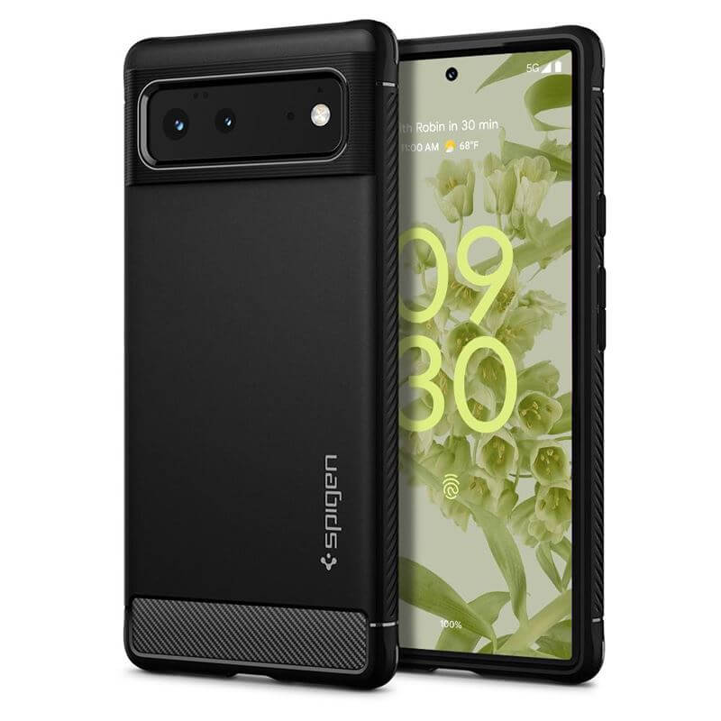 Противоударен Калъф за Google Pixel 6, Spigen Rugged Armor Case, Черен