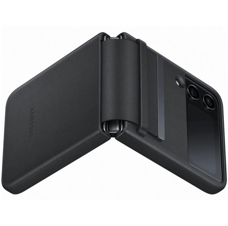 Оригинален Кожен Калъф Samsung Z Flip 4, Flap Leather Case EF-VF721LBE, Черен (4)