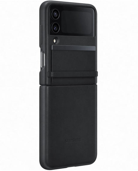 Оригинален Кожен Калъф Samsung Z Flip 4, Flap Leather Case EF-VF721LBE, Черен (3)