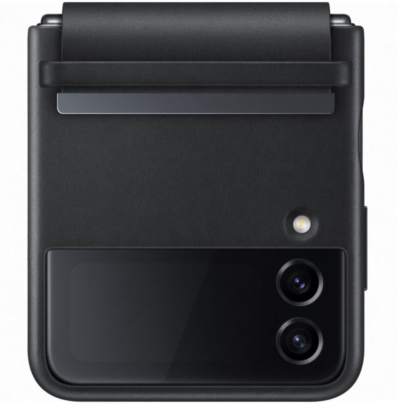 Оригинален Кожен Калъф Samsung Z Flip 4, Flap Leather Case EF-VF721LBE, Черен (5)