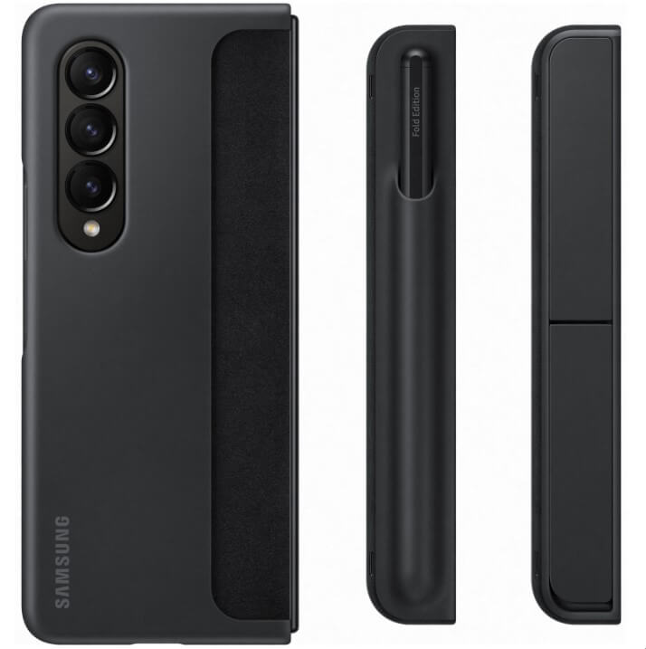 Оригинален Калъф с Писалка за Samsung Z Fold 4, Standing Cover with Pen Case EF-OF93PCB, Черен (2)