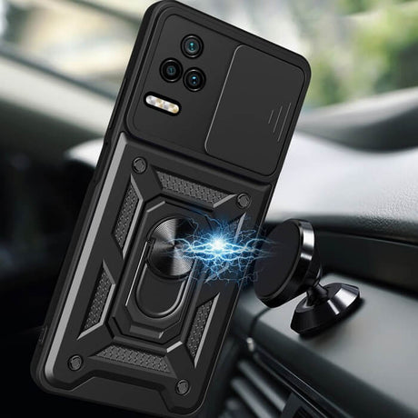 Калъф с Предпазител за Камера за Xiaomi Poco F4, Tech-Protect Kickstand Pro Case, Черен (3)