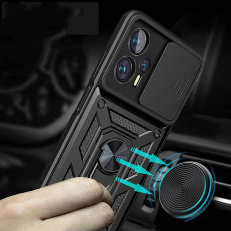 Калъф с Предпазител за Камера за Xiaomi Poco X4 GT, Kickstand Pro Case, Черен (4)