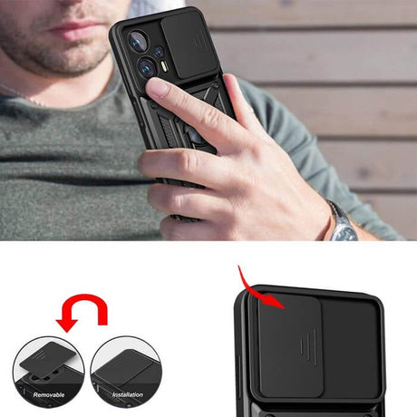 Калъф с Предпазител за Камера за Xiaomi Poco X4 GT, Kickstand Pro Case, Черен (6)