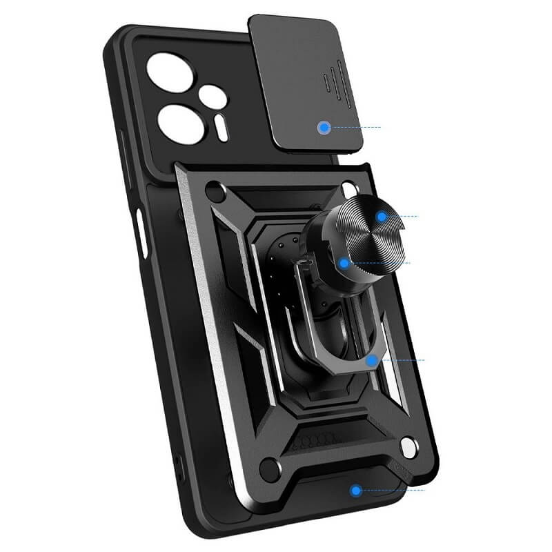 Калъф с Предпазител за Камера за Xiaomi Poco X4 GT, Kickstand Pro Case, Черен (7)