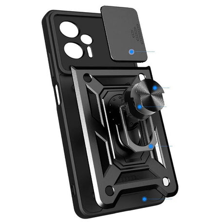 Калъф с Предпазител за Камера за Xiaomi Poco X4 GT, Kickstand Pro Case, Черен (7)