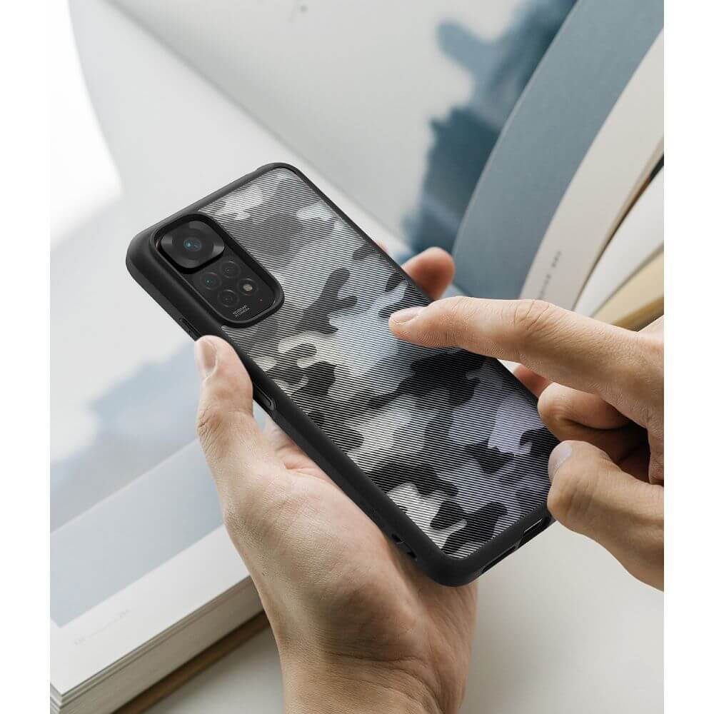Противоударен Калъф за Xiaomi Redmi Note 11, Ringke Fusion Matte Camo, Черен (7)