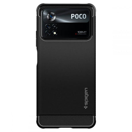 Противоударен Калъф за Xiaomi Poco X4 Pro 5G, Spigen Rugged Armor Case, Черен