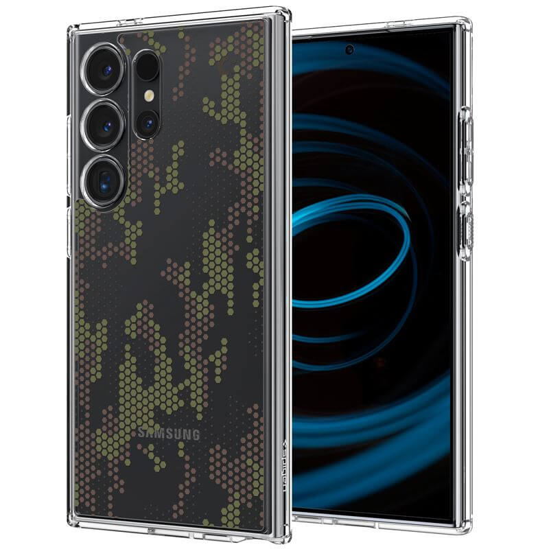 Противоударен Калъф за Samsung S24 Ultra, Spigen Ultra Hybrid Digital Camo Case, Прозрачен (3)