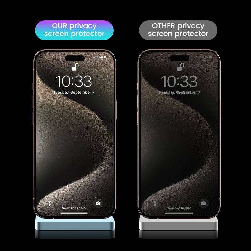Затъмняващ Протектор за iPhone 15 Pro, GKK Privacy Screen Glass, Черен (2)