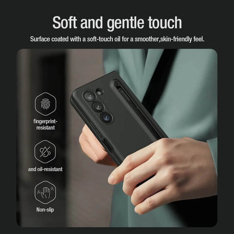 Калъф с Писалка за Samsung Z Fold 5, Nillkin Flex Pure Fold Case Case, Черен (6)