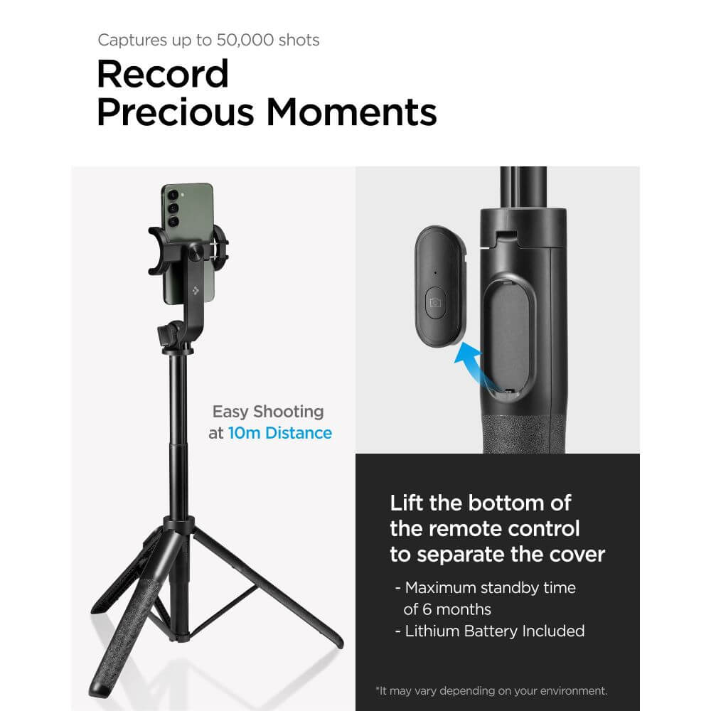 Блутут Статив, Spigen Wireless Selfie Stick-tripod S560W, Черен (8)