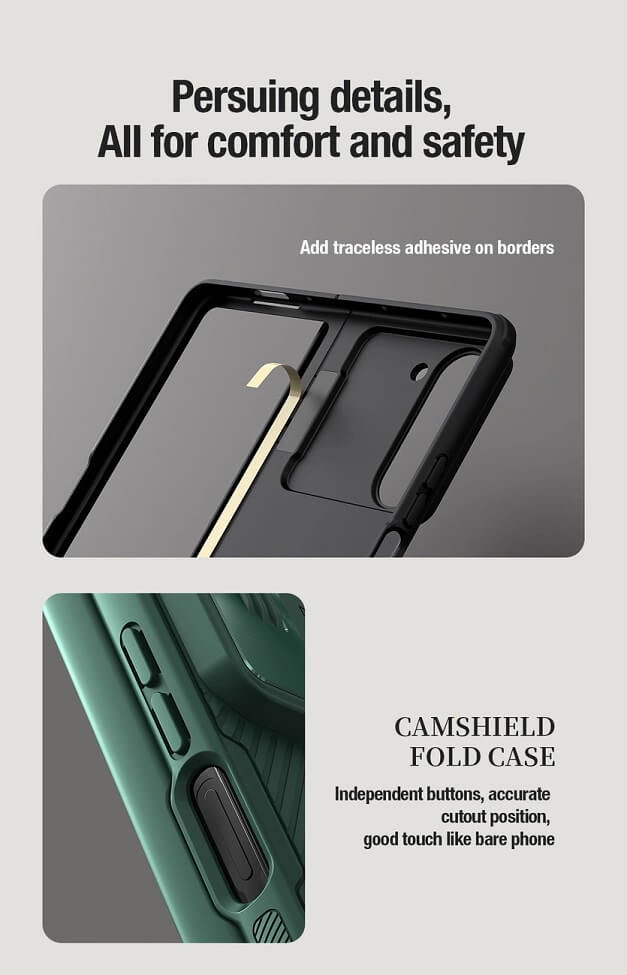 Калъф с S Pen Поставка и Плъзгач за Samsung Z Fold 5, Nillkin CamShield Case, Черен (8)