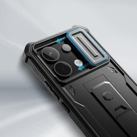 Противоударен Калъф с Плъзгач за Камера за Xiaomi Poco X6 5G, Tech-Protect Kevlar Cam Plus Case, Черен (2)