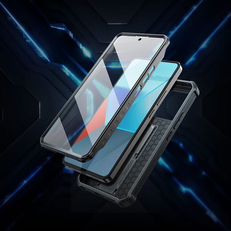Противоударен Калъф с Плъзгач за Камера за Xiaomi Redmi Note 13 Pro 5G, Tech-Protect Kevlar Cam Plus Case, Черен (5)