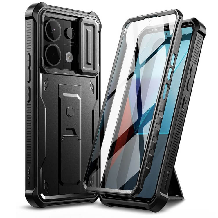 Противоударен Калъф с Плъзгач за Камера за Xiaomi Redmi Note 13 Pro 5G, Tech-Protect Kevlar Cam Plus Case, Черен