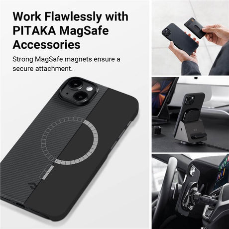 Magsafe Калъф за iPhone 14, Pitaka MagEZ 3 Case, Черен (7)