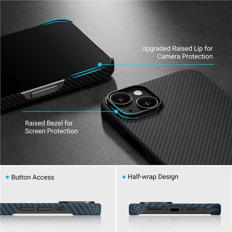Magsafe Калъф за iPhone 14, Pitaka MagEZ 3 Case, Черен (6)