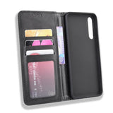 Калъф от Естествена Кожа за Huawei P20 Pro, Retro Leather Wallet Case, Черен (4)