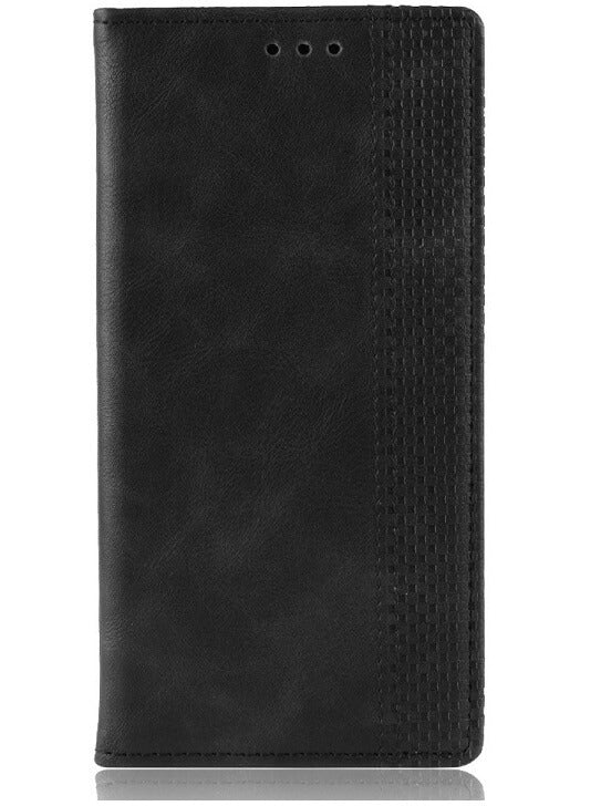 Калъф от Естествена Кожа за Huawei P20 Pro, Retro Leather Wallet Case, Черен