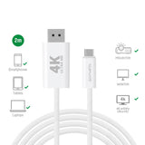 Дисплей Порт Кабел, 4Smarts USB-C to Display Port 2m, Бял (3)