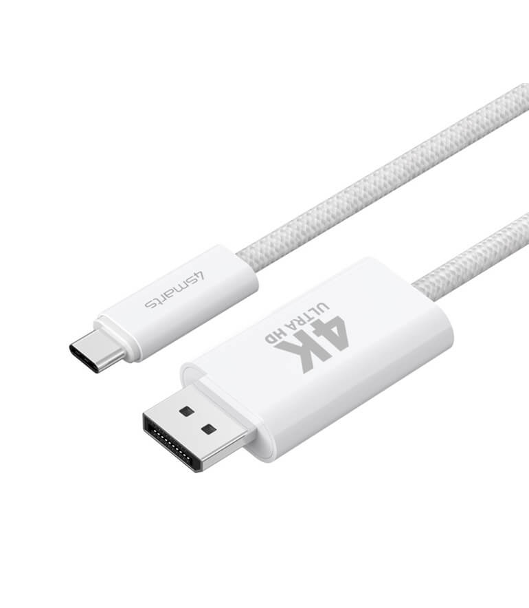 Дисплей Порт Кабел, 4Smarts USB-C to Display Port 2m, Бял