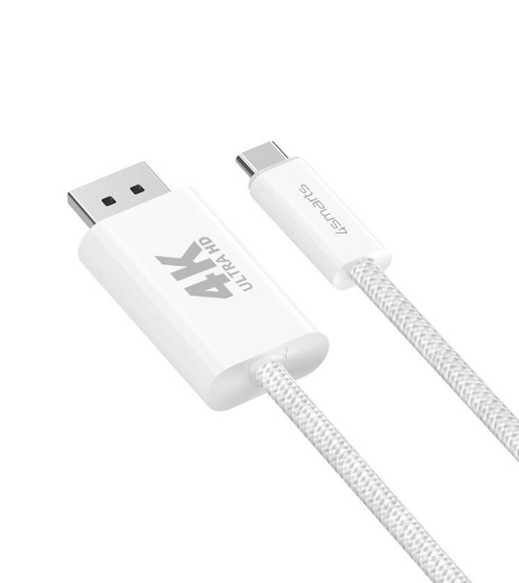 Дисплей Порт Кабел, 4Smarts USB-C to Display Port 2m, Бял (4)
