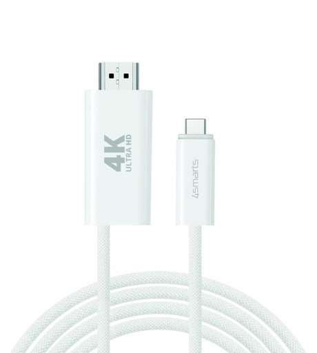 HDMI Видео Кабел, 4Smarts USB-C to HDMI 2m, Бял