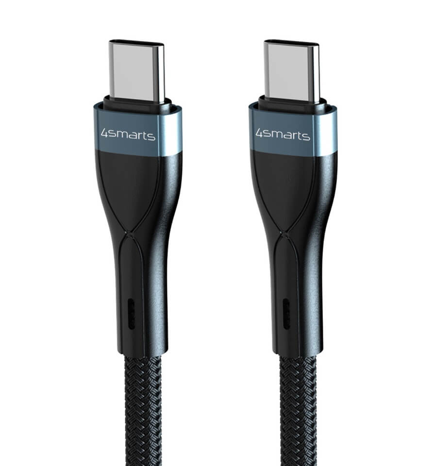 USB-C Кабел за iPhone, 4Smarts PremiumCord USB-C to USB-C 60W 1m, Черен