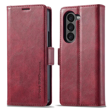 Кожен Калъф за Samsung Z Fold 6, Wallet Rfid Book Case, Червен (6)