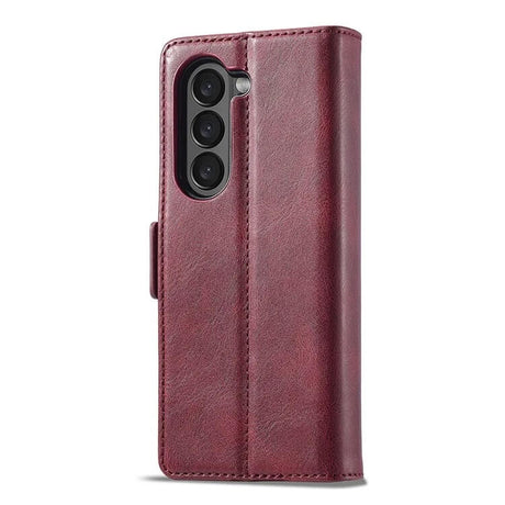 Кожен Калъф за Samsung Z Fold 6, Wallet Rfid Book Case, Червен (2)