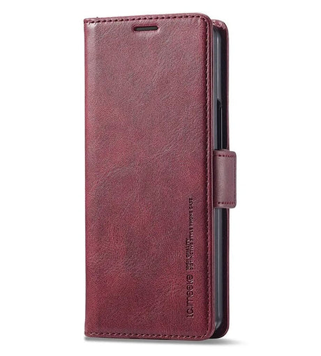 Кожен Калъф за Samsung Z Fold 6, Wallet Rfid Book Case, Червен