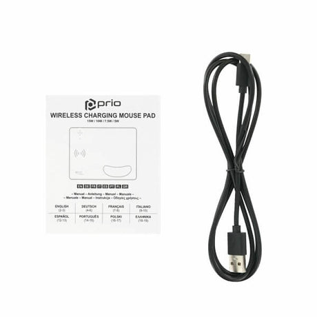 Безжично Зарядно, Prio Mouse Pad Wireless Charger 15W, Сив (2)
