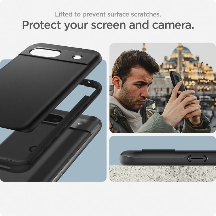 Противоударен Калъф за Google Pixel 8A, Spigen Thin Fit Case, Черен (10)