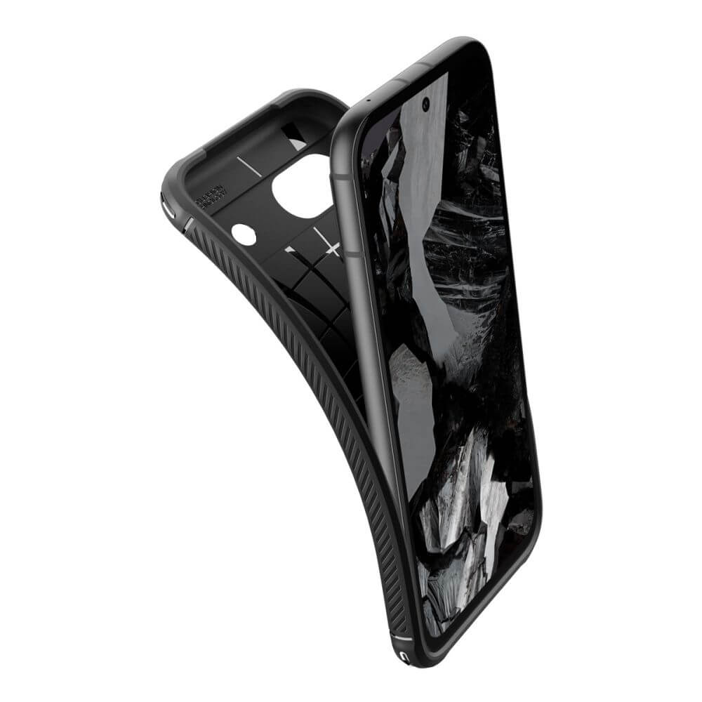 Противоударен Силиконов Калъф за Google Pixel 8A, Spigen Rugged Armor Case, Черен (6)