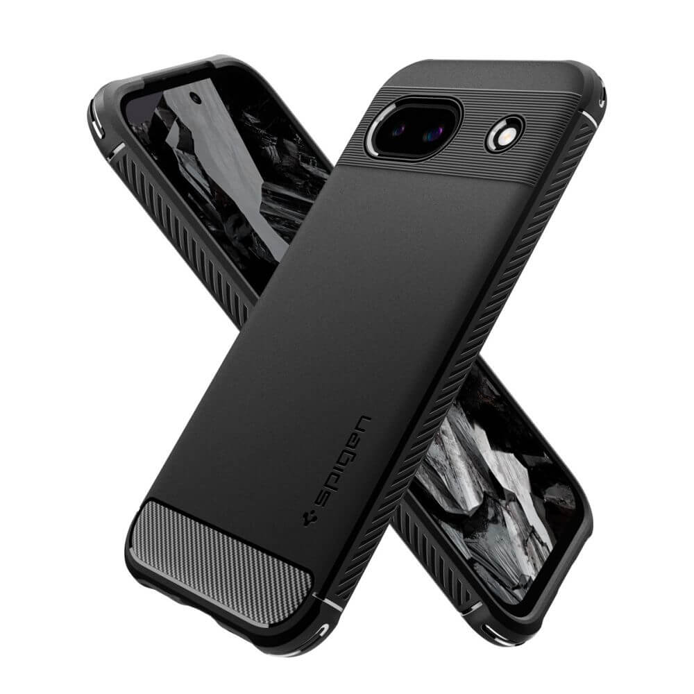 Противоударен Силиконов Калъф за Google Pixel 8A, Spigen Rugged Armor Case, Черен (5)