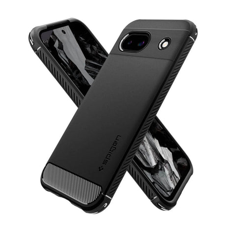 Противоударен Силиконов Калъф за Google Pixel 8A, Spigen Rugged Armor Case, Черен (5)
