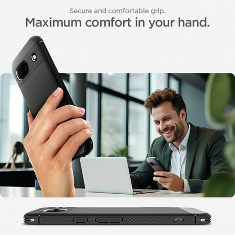 Противоударен Силиконов Калъф за Google Pixel 8A, Spigen Rugged Armor Case, Черен (11)