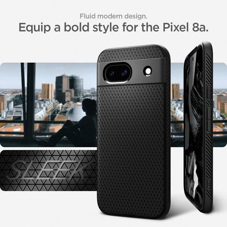 Противоударен Силиконов Калъф за Google Pixel 8A, Spigen Liquid Air Case, Черен (9)