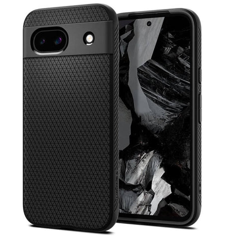 Противоударен Силиконов Калъф за Google Pixel 8A, Spigen Liquid Air Case, Черен