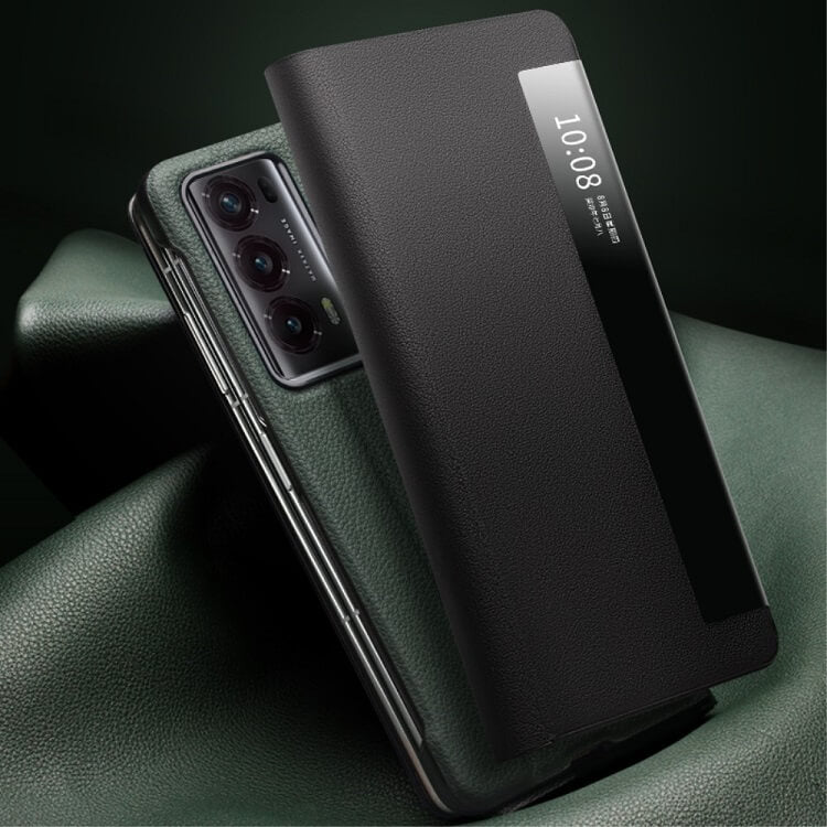 Активен Калъф за Honor Magic V2, Qialino Smart Book Case, Черен (6)