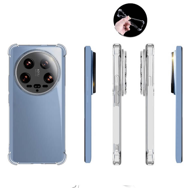 Противоударен Силиконов Калъф за Xiaomi 14 Ultra, GKK Shockproof Case, Прозрачен (4)