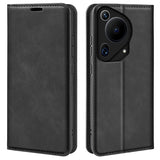 Кожен Калъф с Джобове за Huawei Pura 70 Ultra, Wallet Book Case, Черен