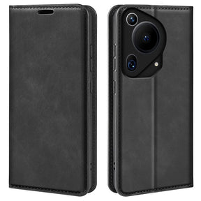 Кожен Калъф с Джобове за Huawei Pura 70 Ultra, Wallet Book Case, Черен