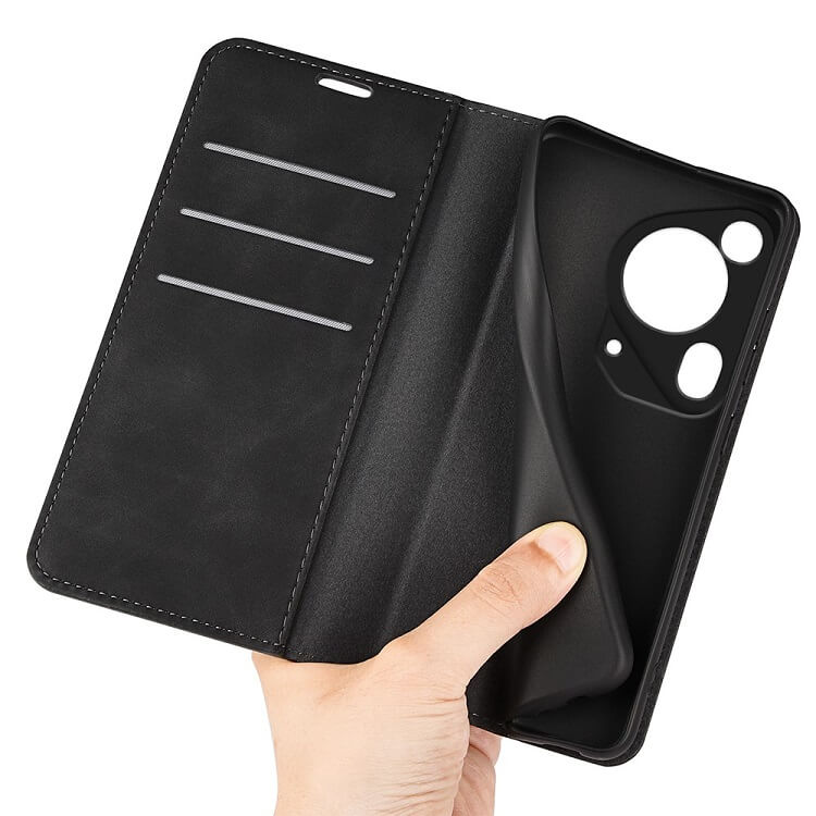 Кожен Калъф с Джобове за Huawei Pura 70 Ultra, Wallet Book Case, Черен (5)